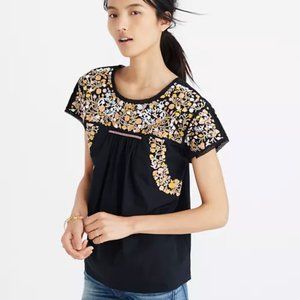 Madewell Embroidered Springtime Top in True Black